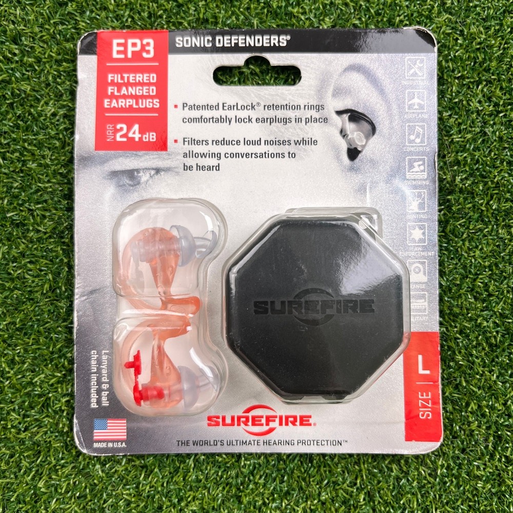 Surefire EP3 Sonic Defenders Filtered Earplug Clear Large New