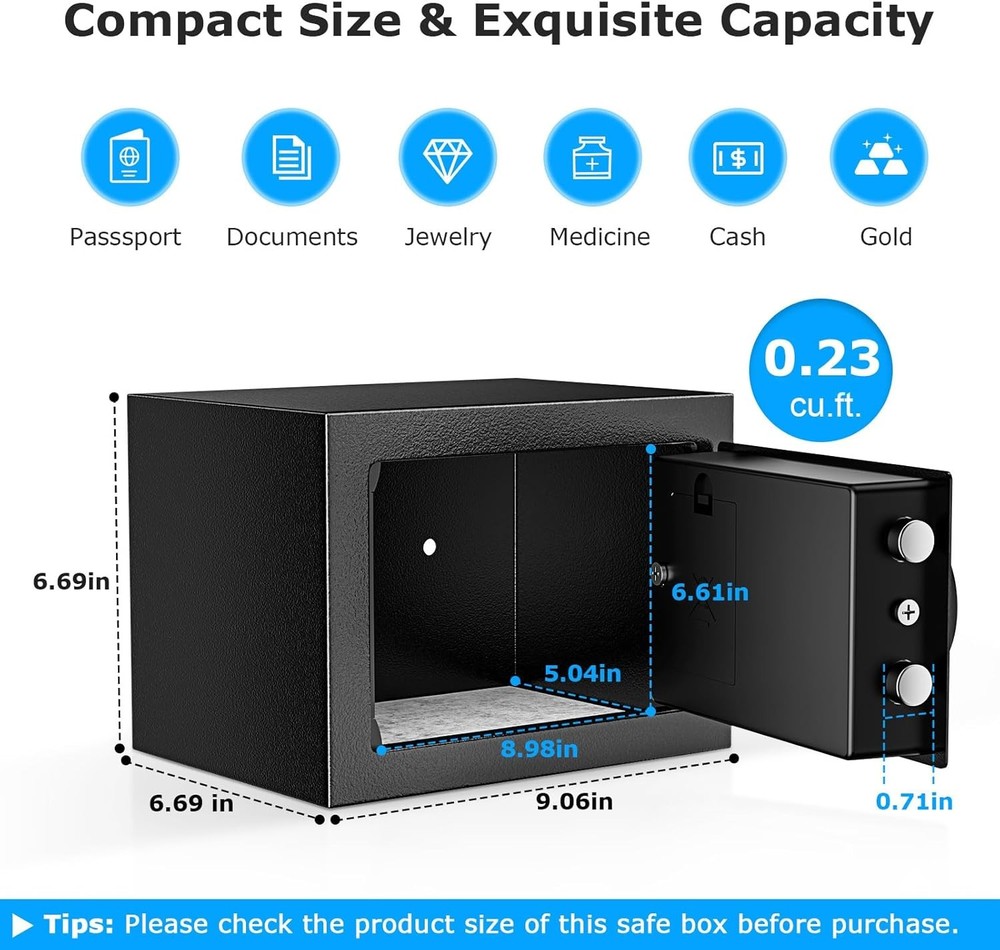 Bonsaii Safe Box with Electronic Keypad, Steel Security Lock Key,...