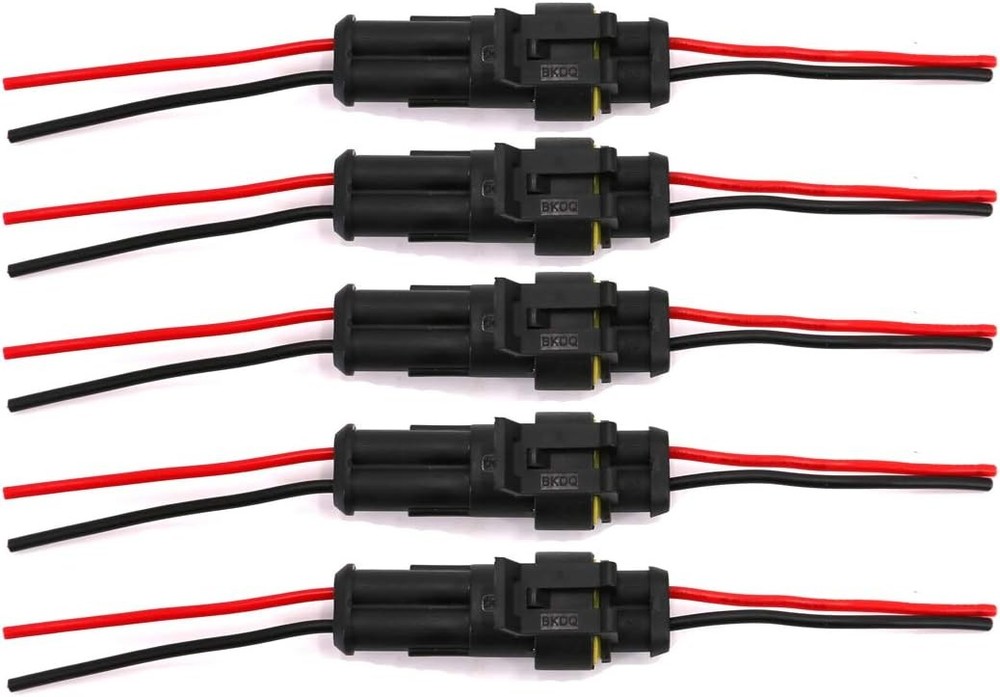 UTSAUTO 2 Pin Way Waterproof Electrical Connector Wire Harness 16 AWG 5 Sets