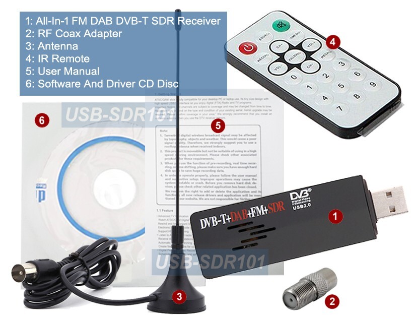 USB All-In-1 FM DAB Radio Tuner Recorder SDR Receiver For Win 11 Win10 Win8/7