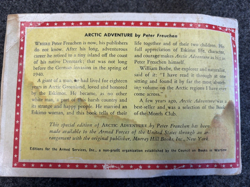 Armed Services Edition "Artic Adventure" by Peter Freuchen