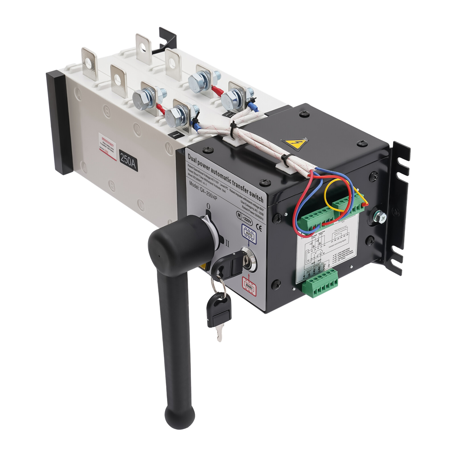 4P 250A Dual Power Automatic Transfer Switch 3 Phase Circuit Breaker Changeover