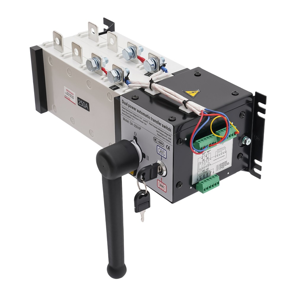 Dual Power Automatic Transfer Switch 250A 4P - Auto & Manual Modes, Compact Size