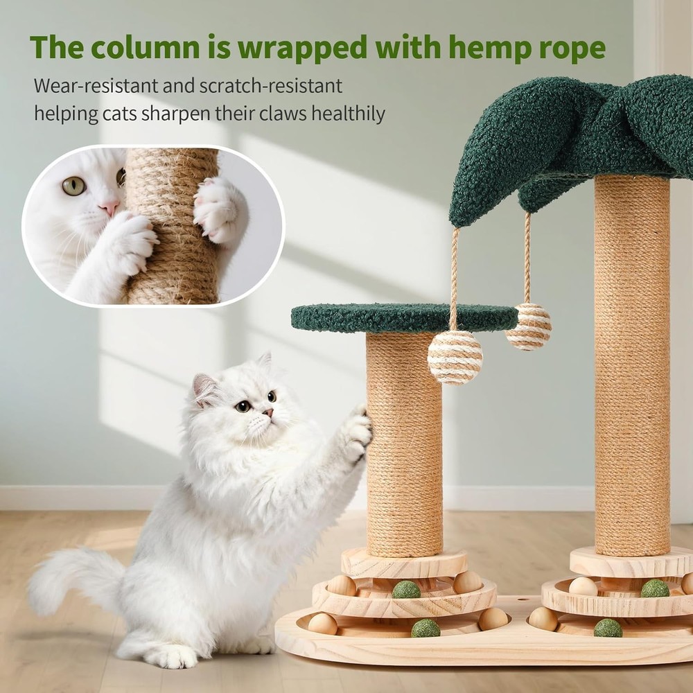 Fun Cat Tree Tower, 4-in-1 Interactive Cat Scratching Post with Sisal Scratcher