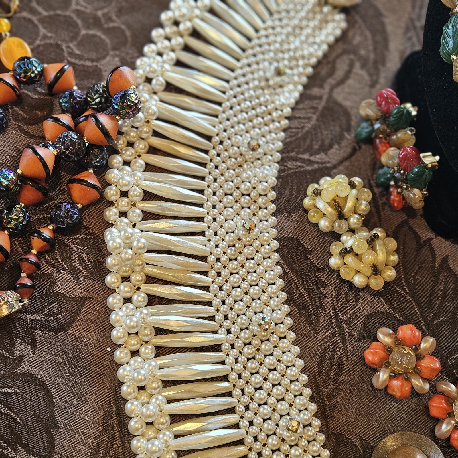 Lot Of 12 Vintage Jewelry Marked Hong Kong. 5 Necklaces 6 Pair Of Earrings And