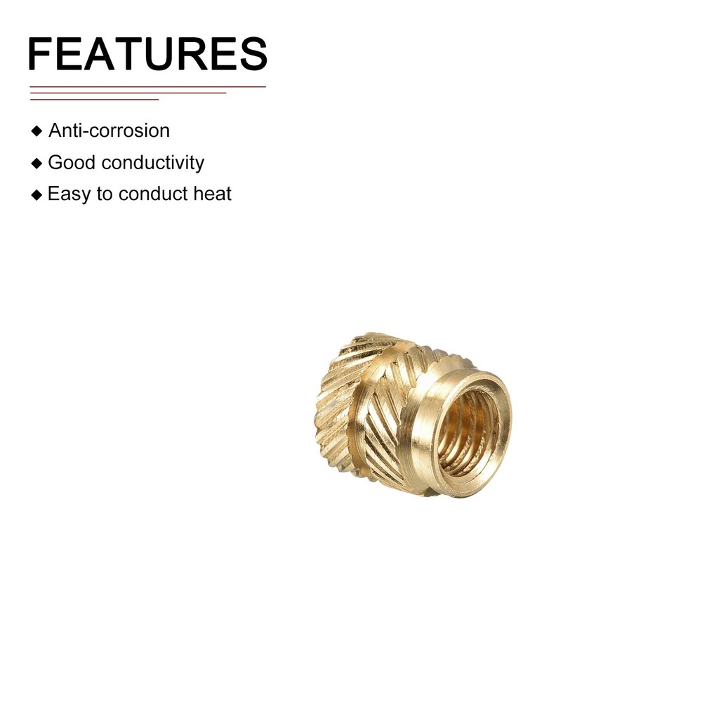 M4x6mmx6mm(IDxLxOD) Knurled Insert Nuts - 30 Pack - Good for Plastic Shells