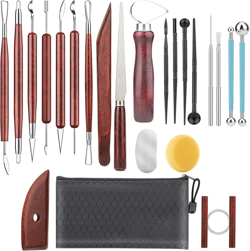 Ceramic Pottery Modeling Tool Kit 23 Piece Clay Sculpting Set