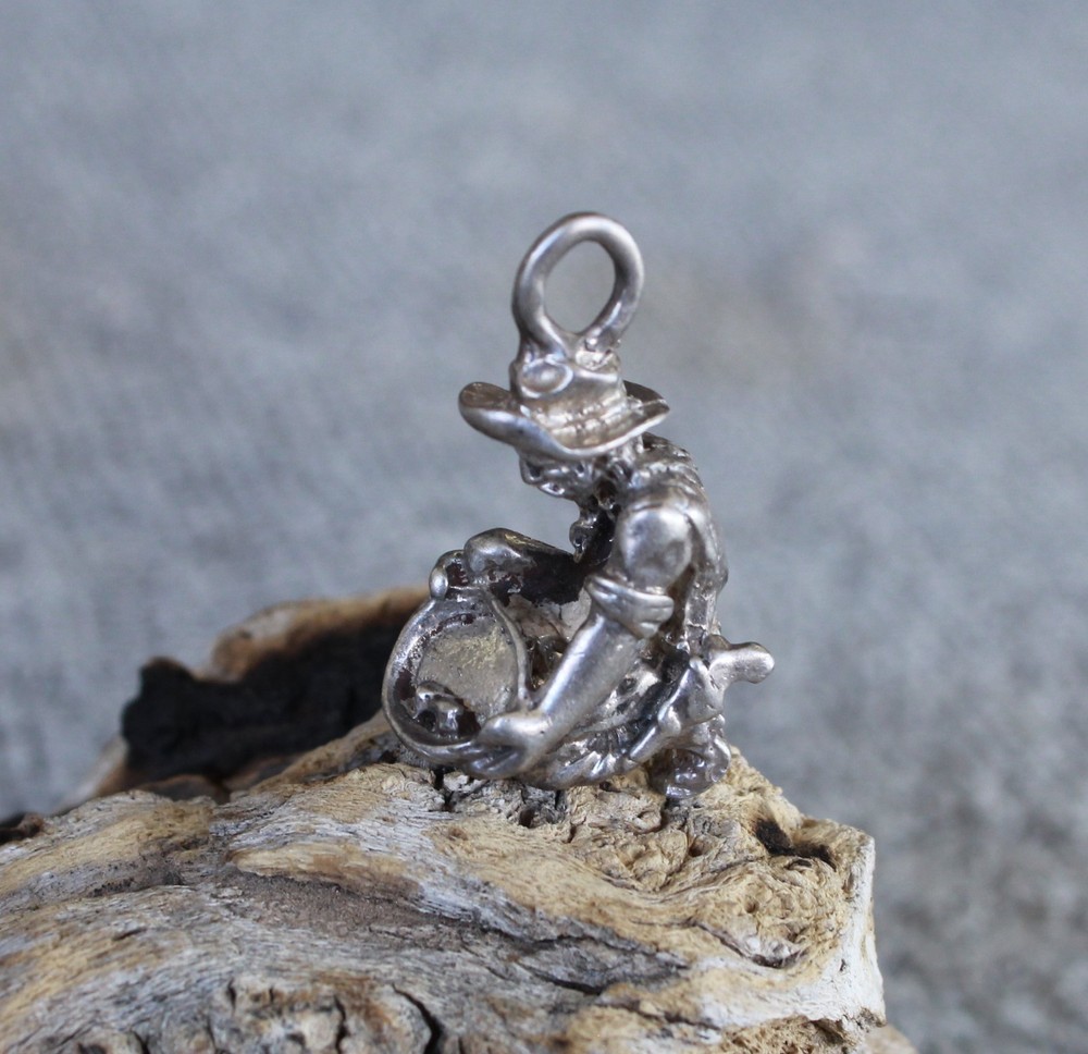 Gold Panner Prospector Figure Solid Sterling Silver pendant casting