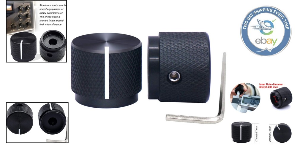Precision Control Knobs: 20mm Aluminum Rotaries for Sound Systems, Set of 2