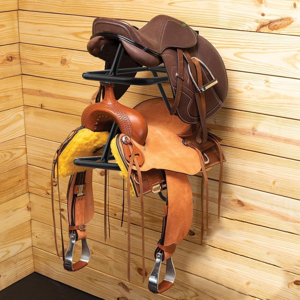 2 Pack Folding Saddle Rack,Wall Mounted Saddle Rack Stand Western