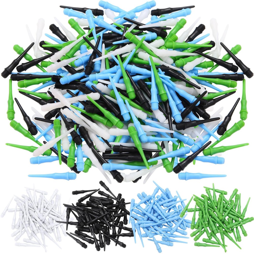 200-Pack 2BA Threaded Soft Tip Dart Tips, Plastic Replacement Dart Tips Soft Tip