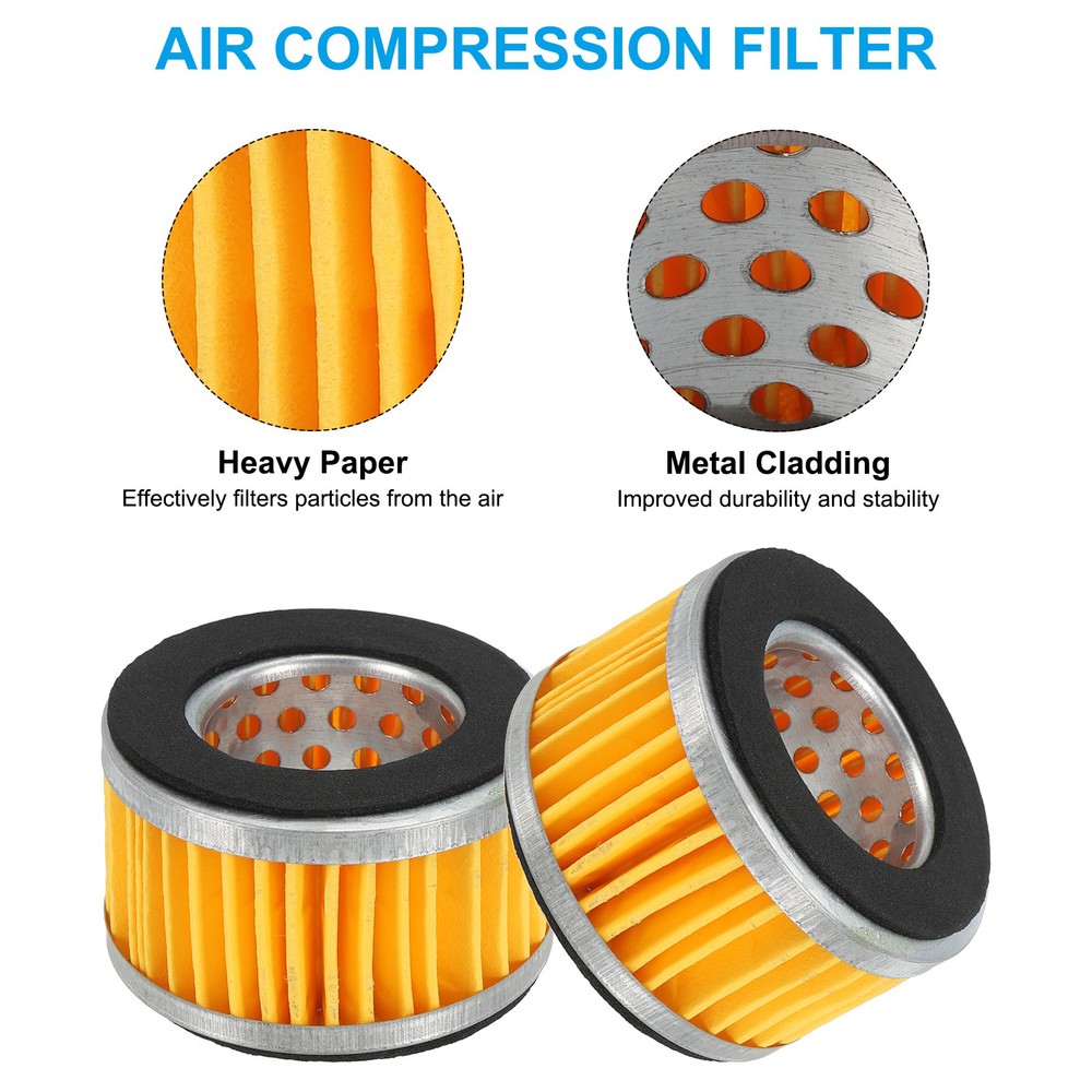 4Pcs 2.6x1.6 Inch Air Compressor Intake Paper Filter Elements Replacement Yellow