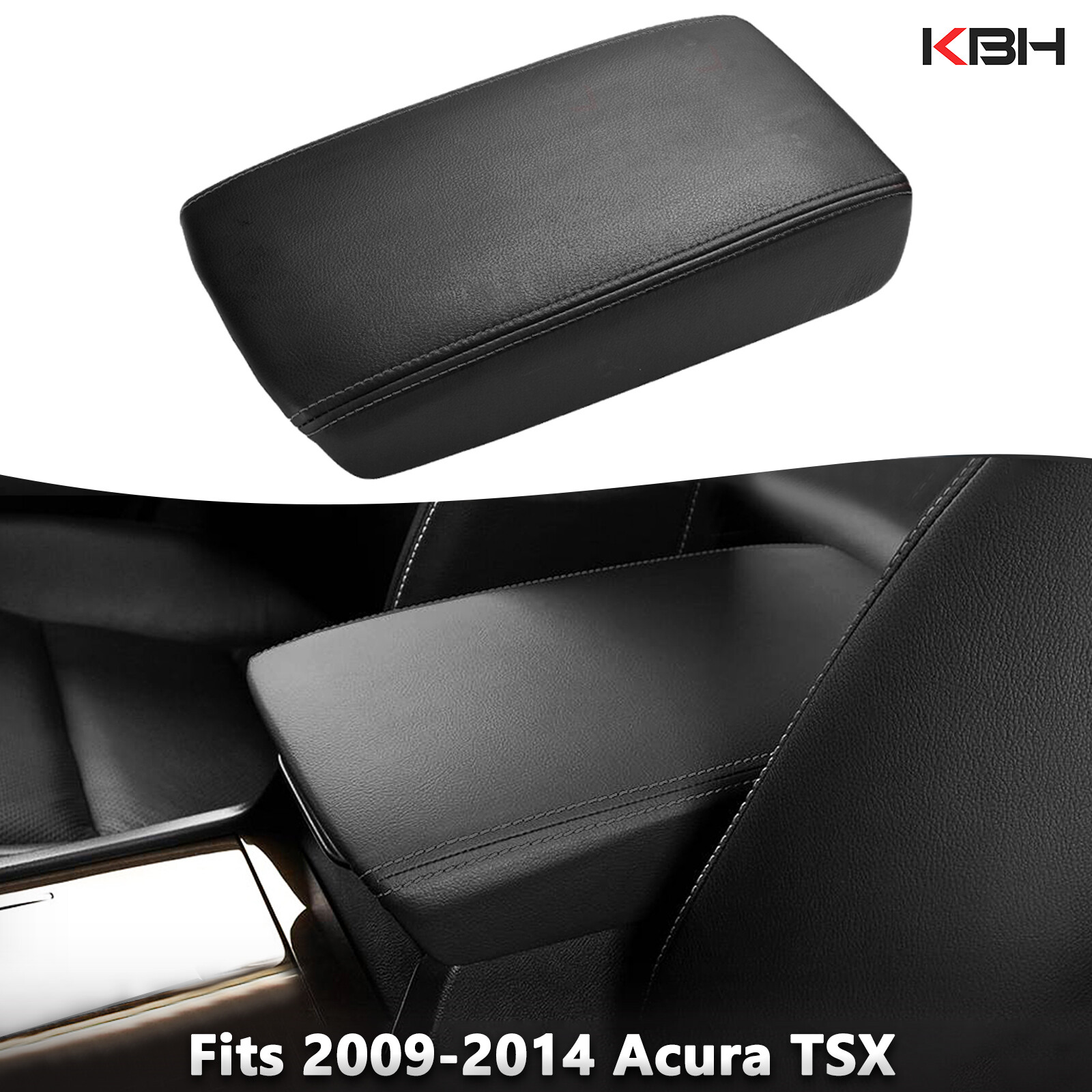 Fits 2009-2014 Acura TSX Center Console Lid Armrest Cover Leather Trim Black