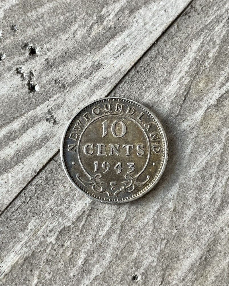 1943 c Newfoundland 10 Cent Silver Coin