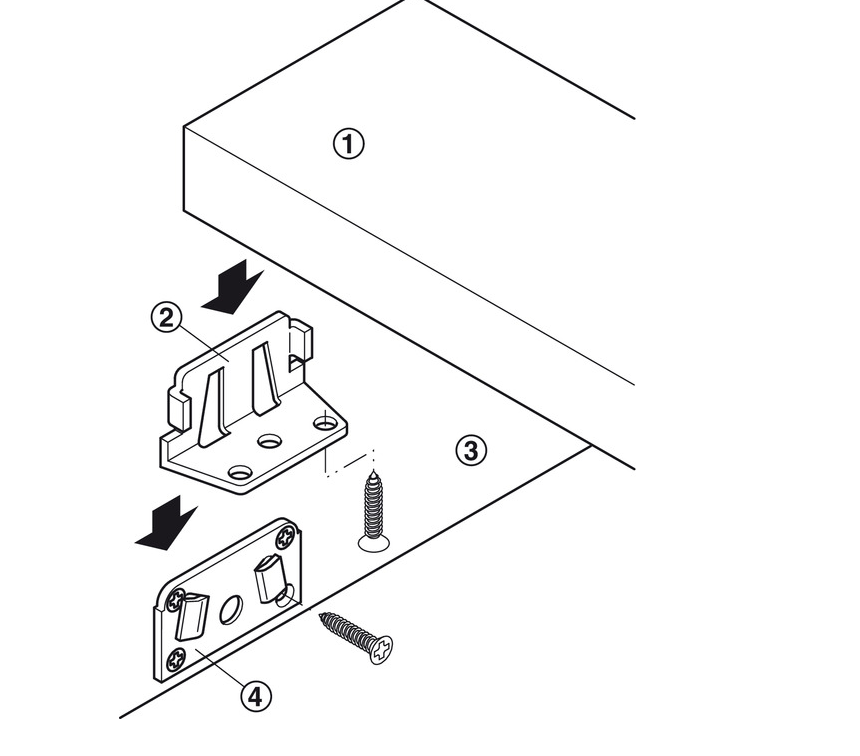 2 Set -Double Bed Fitting Center Rail Bracket, Galvanized 70mm -Made in GERMANY