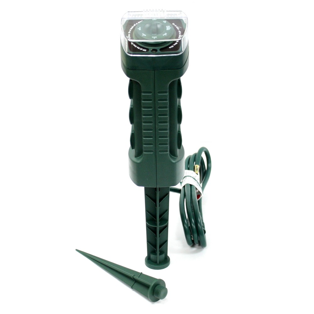 6 Outlet UL LISTED Outdoor Yard Grounded Power Stake Timer DawnDust Light Sensor