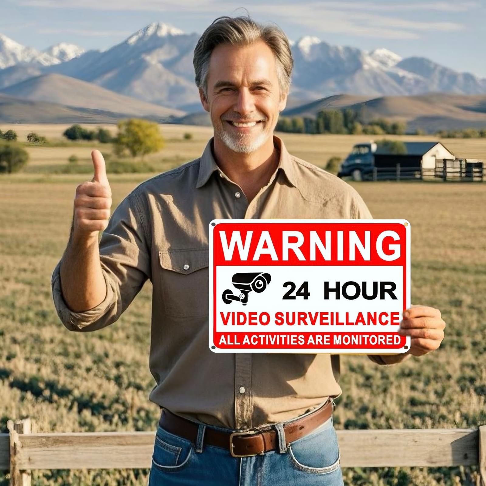 4 Pack Video Surveillance Signs, 8 x 12 Inch Aluminum Camera Signs, CCTV Secu