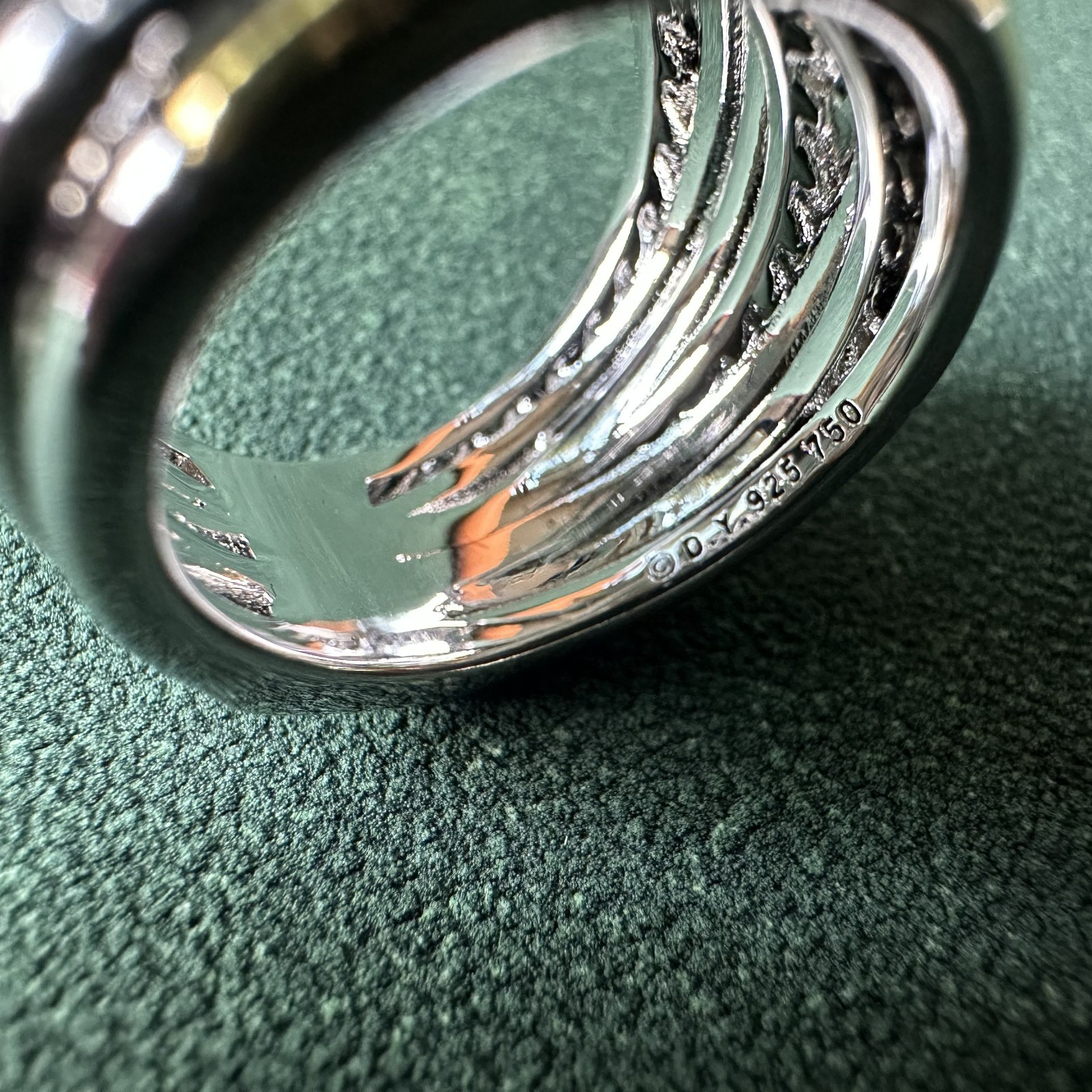 David Yurman Crossover Seven Row Ring 925 w/ 18K Gold & Diamonds Sz 6