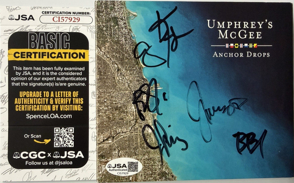 Umphrey’s McGee Signed Anchor Drops CD Insert (Cover) Auto Full Band JSA COA