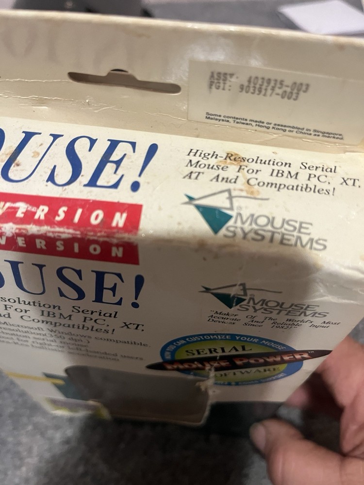 1993 High Resolution Serial Mouse Systems For IBM PC XT New Sealed