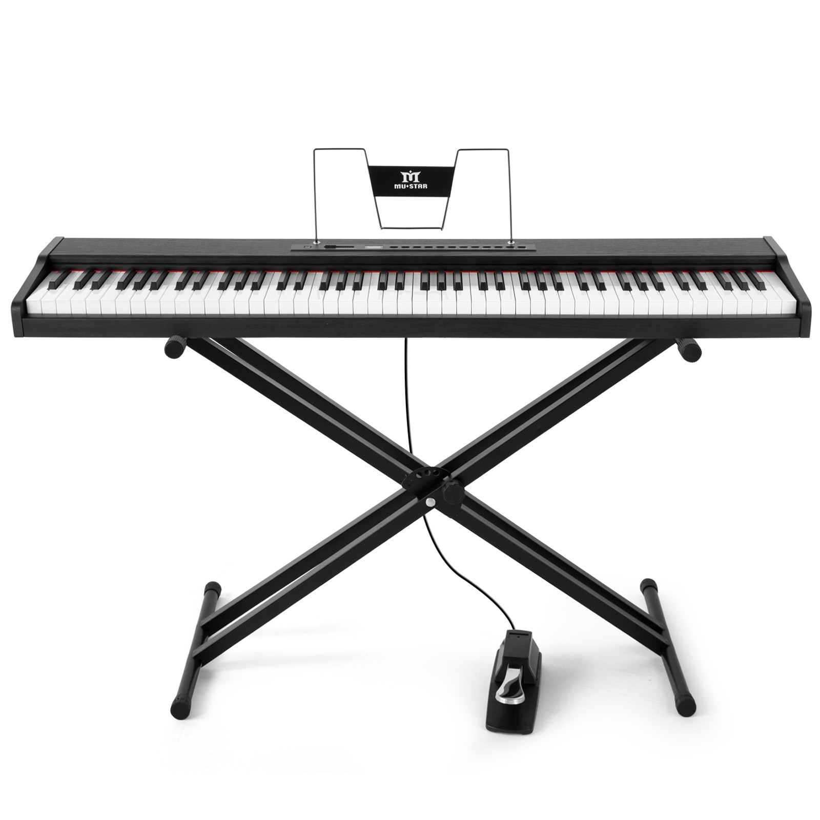 MUSTAR Black 88-Keys Full Size Semi-Weighted Digital Piano Keyboards with Pedal