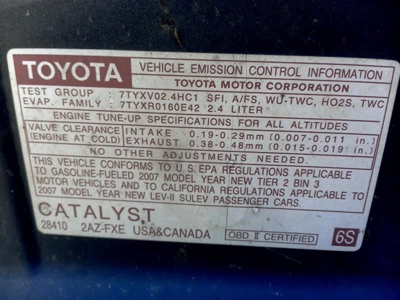 2007 TOYOTA CAMRY 2.4L CHASSIS ECM TPMS COMPUTER CONTROL MODULE ASSEMBLY