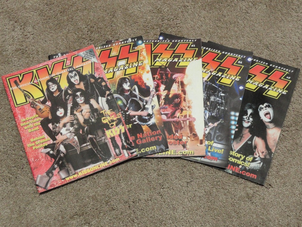 KISS Official Authorized Quarterly Magazine Issues 1 thru 5 with Posters HTF