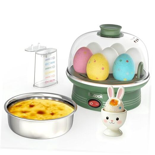 Electric Egg Cooker for Easter, 7 Egg Capacity with Auto Shut-Off, Spring Green