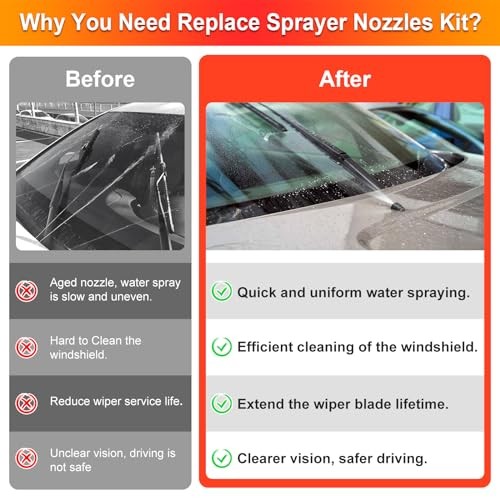 52Pcs Car Windshield Washer Nozzles Set- Vehicle Windscreen Replacement Kit