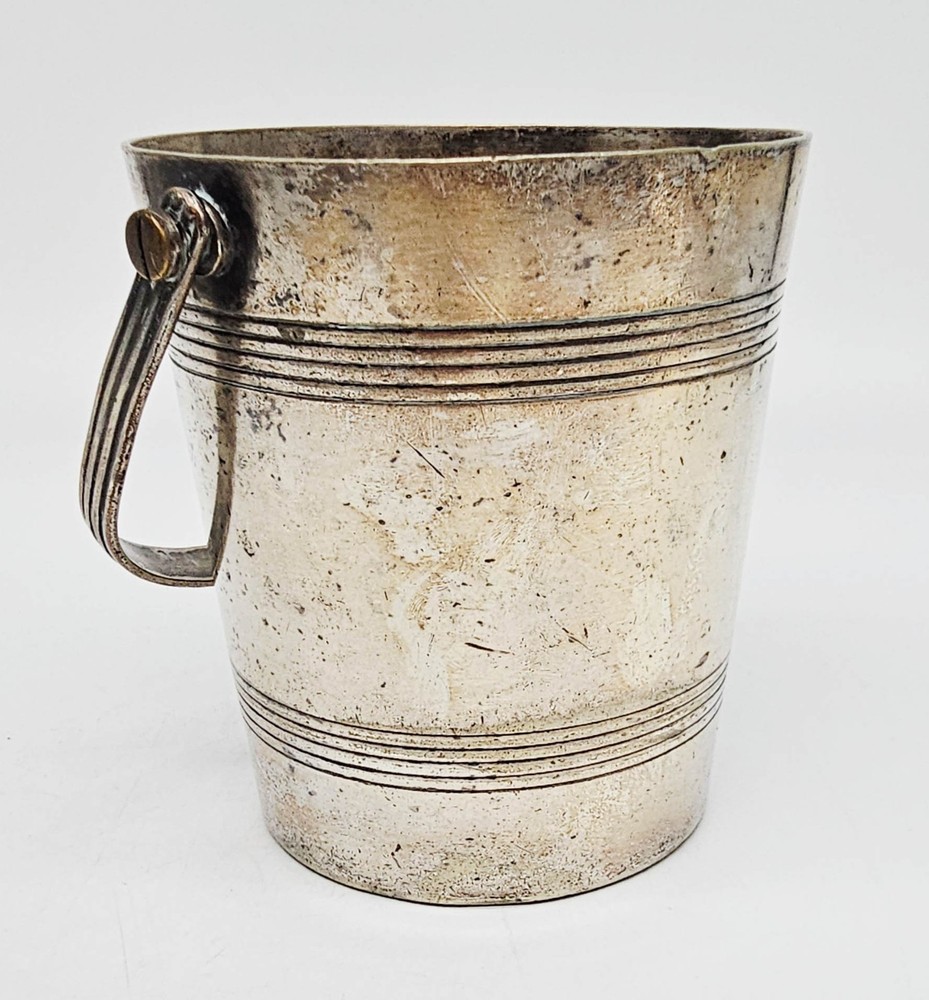 “Le Dome” Ice Bucket Silverplate - E Potfer w Handle Art Deco Nouveau 5.75” Tall