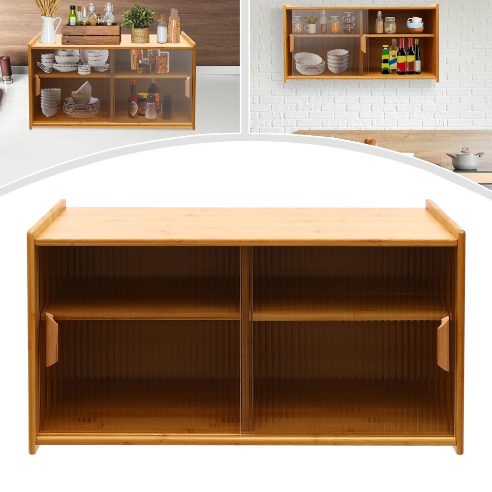 Kitchen Pantry Cabinet with Doors Wall Mounted, Countertop Cupboard 2-Tier