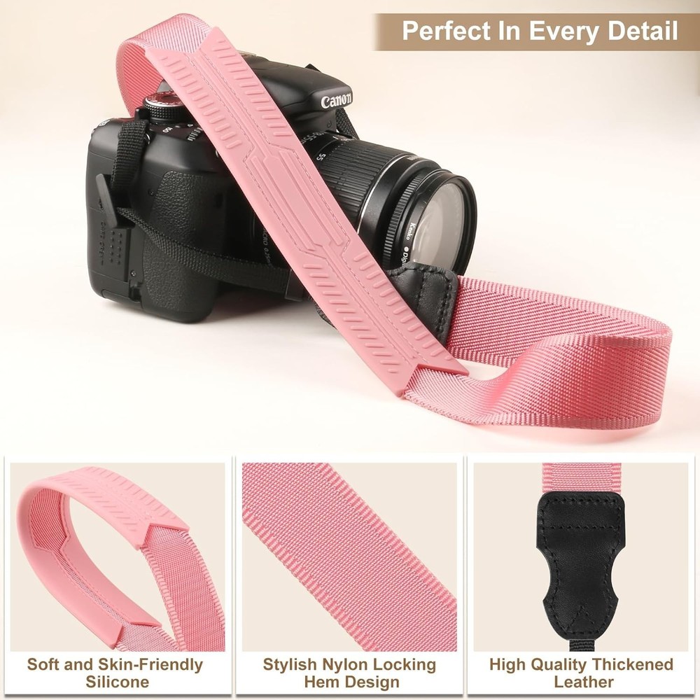 Neck Strap Silicone Camera Straps - Padded Camera Strap, 1.5" Wide Adjustable...