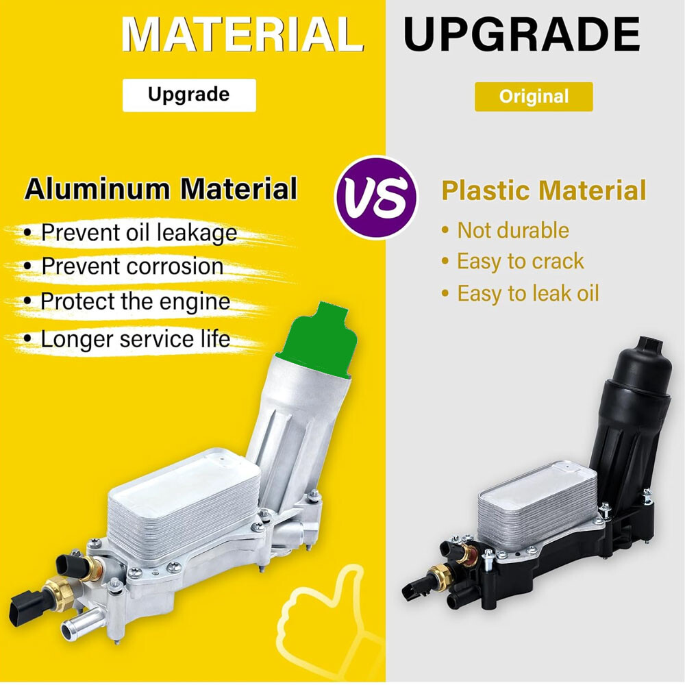 Aluminum Engine Oil Cooler Filter Housing For 2011-2016 Dodge Chrysler Jeep 3.6L