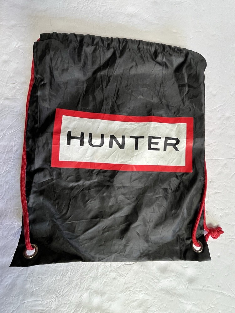 HUNTER DRAWSTRING SHOE BOOT BAG RED STRINGS Black Dust Bag BACKPACK STYLE 16x13