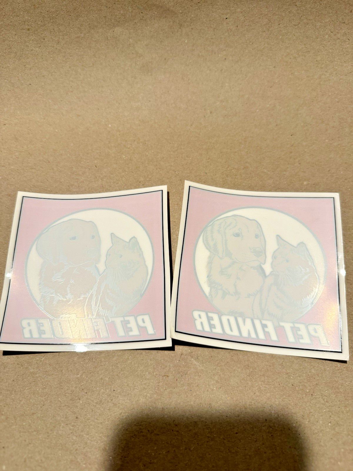 (Two Pack) PET FINDER Window Decals - 90s Vintage Reflective Pet Finder