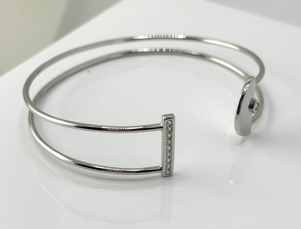 CZ Double Row Cuff Bracelet