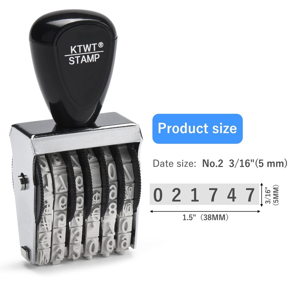 6 Digits Rubber Number Stamp, Date Office 6 Digits, Black