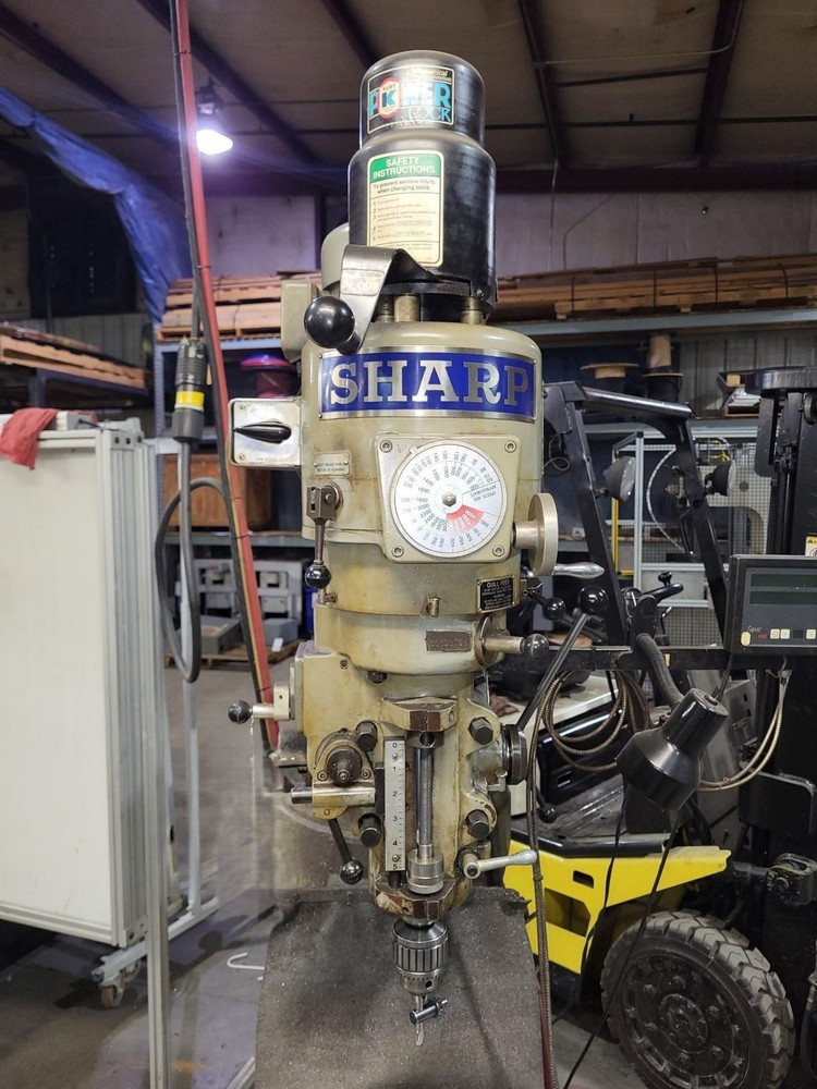Sharp LMV-50 Vertical Mill w/3HP VS Head, PBD, PF, 9 x 50 Table