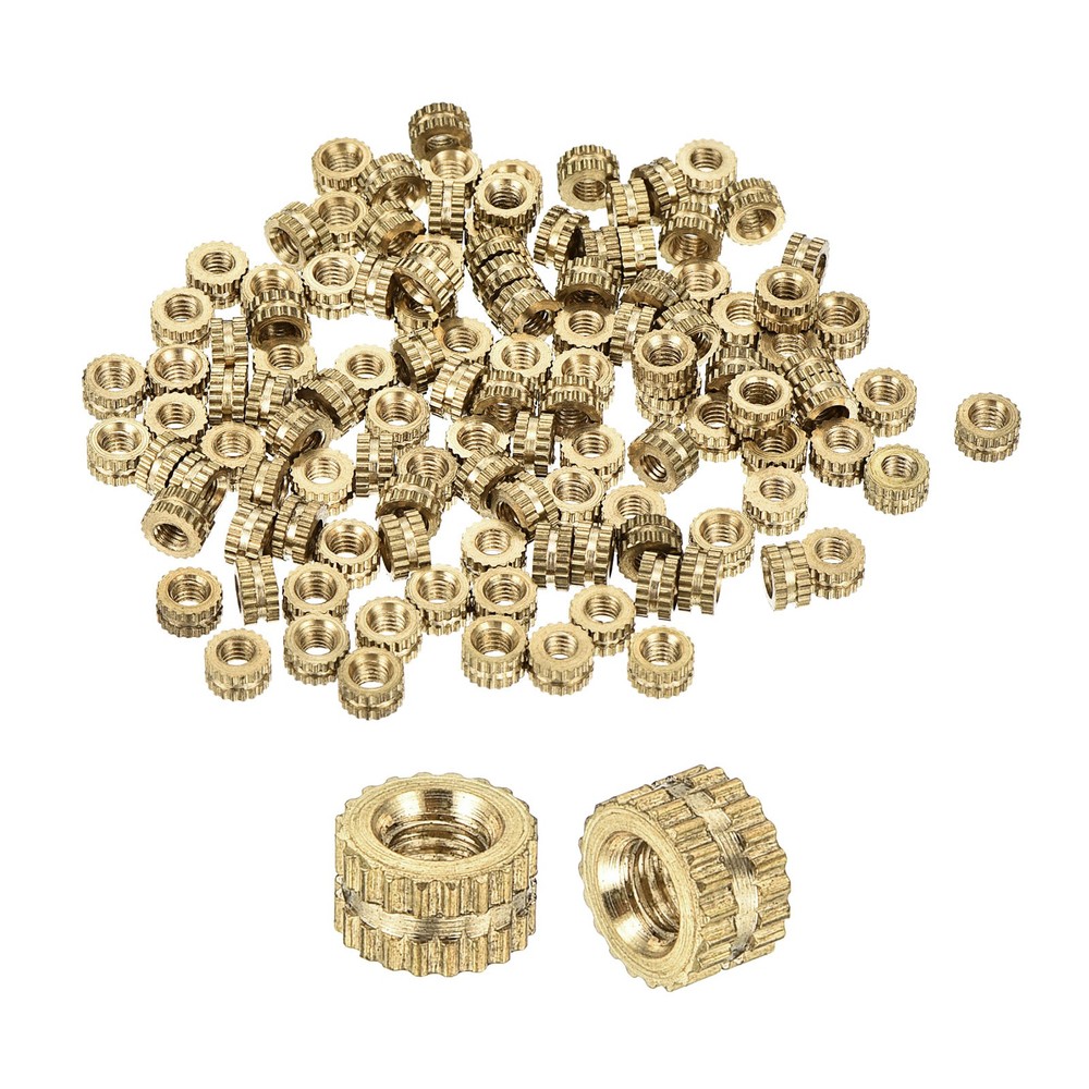 120Pcs M3x3x5.3mm Knurled Insert Nut, Brass I-Shaped Double-Pass Embedment Nuts
