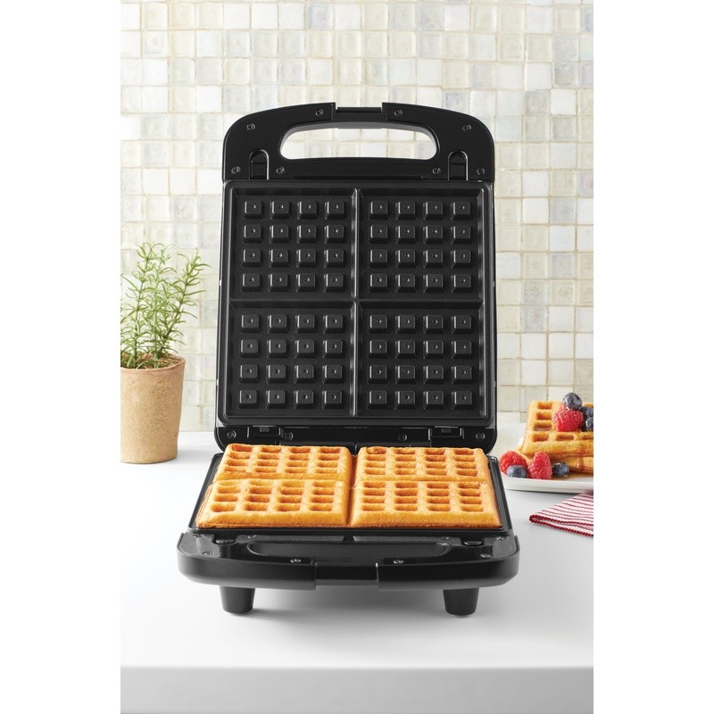 4 Slice Non-Stick Waffle Maker Removable Plates Space Saving Upright Storage New