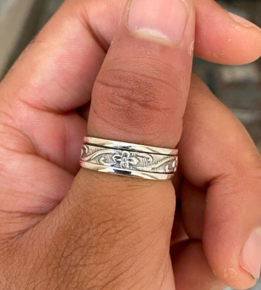 Solid 925 Sterling Spinner Band & Statement Ring Handmade Jewelry Ring All Size
