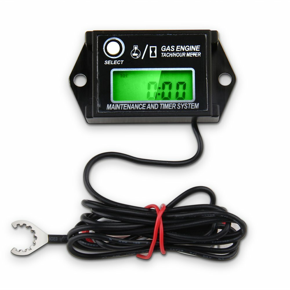 Tiny Waterproof Digital Tachometer Tach Hour Meter Job Timer Resettable Briggs
