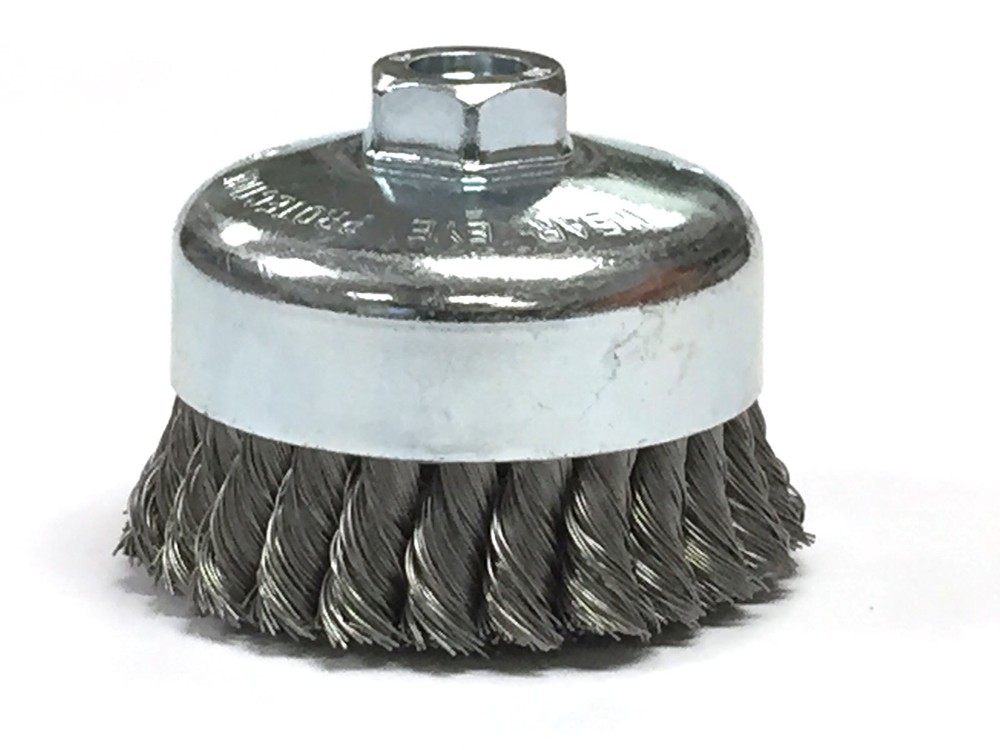 4" Dia Knot Style Cup Brush - Carbon Steel Wire
