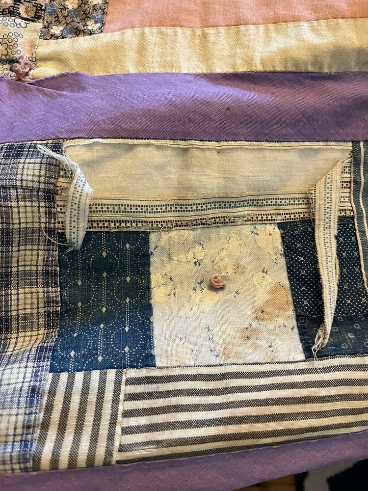 Antique Handmade Quilt Log Cabin