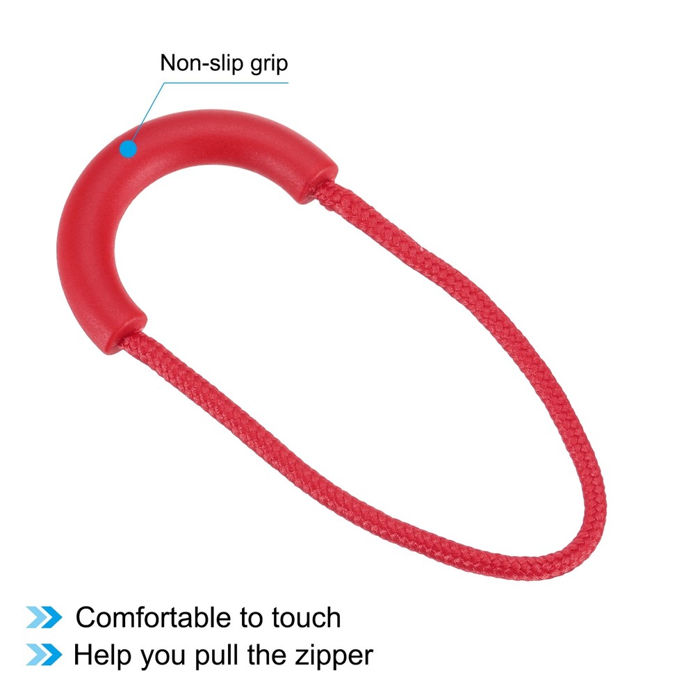 Zipper Pulls Replacement, 15 Pack Extension Cord Handle for Bags, Red