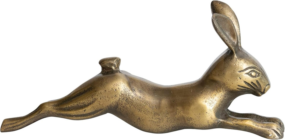Decorative Embossed Aluminum Rabbit, Antique Brass