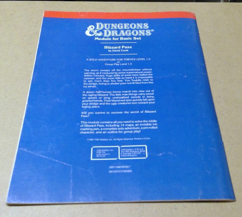 Dungeons & Dragons Module M1 Blizzard Pass 9067