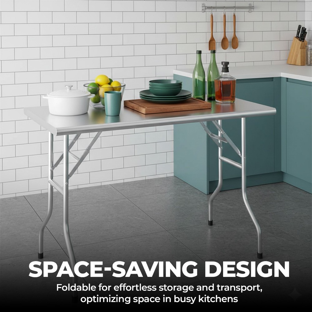 Stainless Steel Folding Work Table | Open Base Utility Table NSF