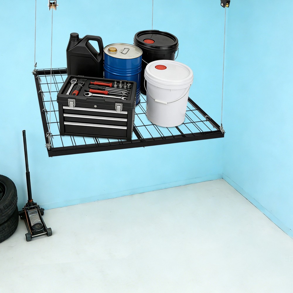 Overhead Garage Lifting Storage Rack 48*48in Adjustable Height Max. 96in Rack