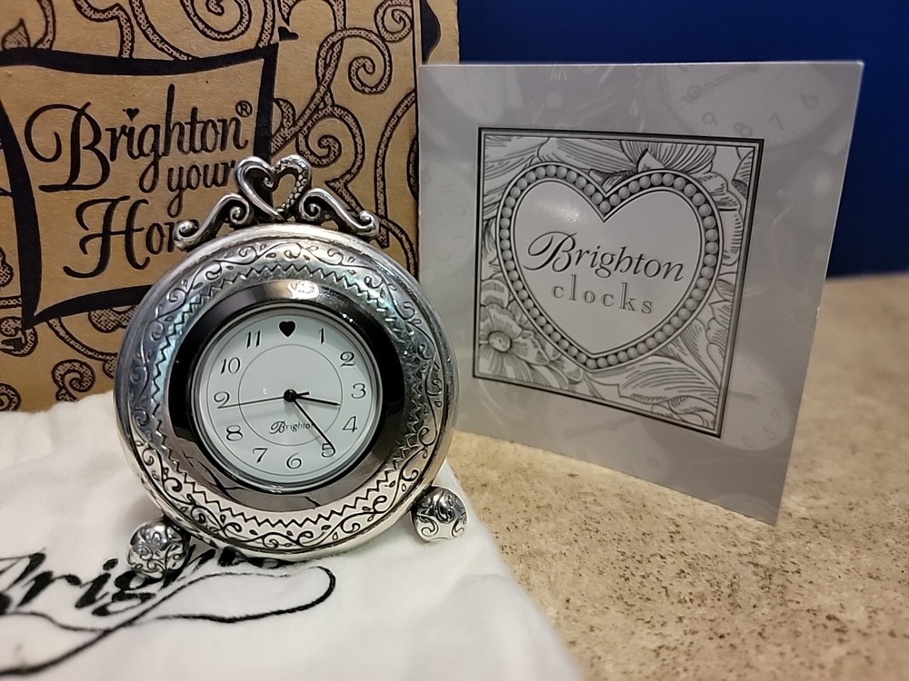 Brighton Memphis Etched Clock In Original Box Needs Battery See Pics
